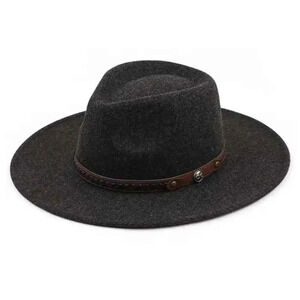 C. C. wide brim felt hat black with brown band